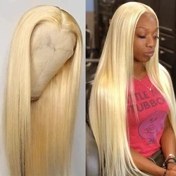 13x4 32'' 613 Blonde Lace Front Human Hair Wigs Malaysian Straight 613 Transparent HD Lace Frontal Wig With Baby Hair Remy 180%