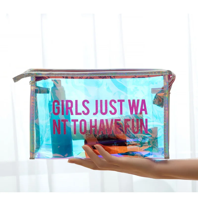

Laser Makeup Pouch Waterproof PVC Material Cosmetic Bag for Female Transparant Makeup Case Female Jelly Bag Travel Organizer