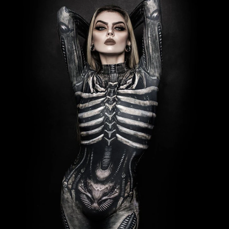 Skeleton Jumpsuit Halloween Costumes Slim Humen Body Women Zentai Skull Cosplay Costume Ghost Tight Suit Carnival Party halloween costumes