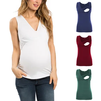 

Sexy deep V-neck up and down breast-feeding light proof solid color nursing vest underwear T-shirt