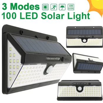 

Outdoor Solar Light Sunlight 3 100LED Modes Waterproof Motion Sensor Solar Power LED Waterproof Easy Installation Street Lamp