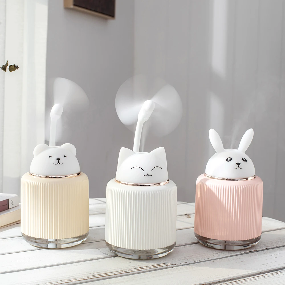 

300ML USB Portable Air Humidifier Ultrasonic Aroma Oil Essential Diffuser LED Light Cute Cat Bear rabbit Mist Maker For Home Car