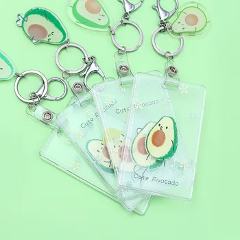 

Transparent Unisex Business Card Holder Cartoon Cute Avocado Retractable Card Holders Bank ID Holders Kids Bus Card Cover Case