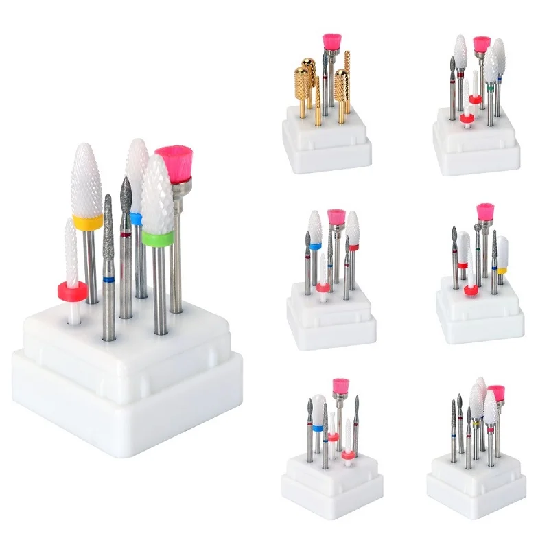 

7pcs Ceramic Nail Drill Bit Set Mill Manicure Machine Kit Diamond Cutter For Manicure Electric Nail Files Drill Bits RIKONKA