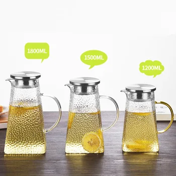 

Transparent Heat-Resistant Hammer Glass Cool White Open Kettle Set High Borosilicate Glass Household Transparent Juice Pot LC