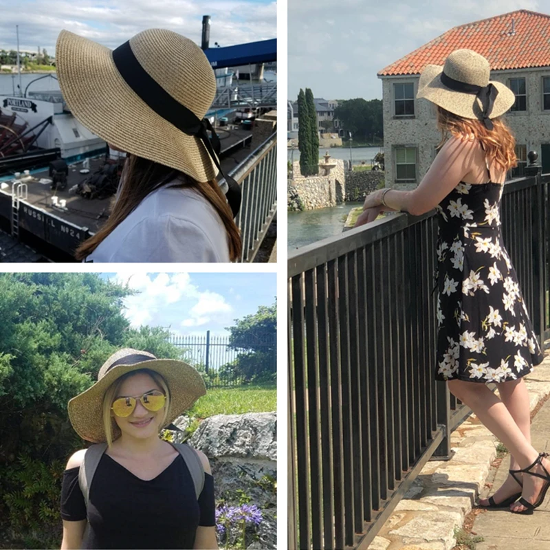 FURTALK летняя шляпа для женщин соломенная с широкими полями пляжная от солнца