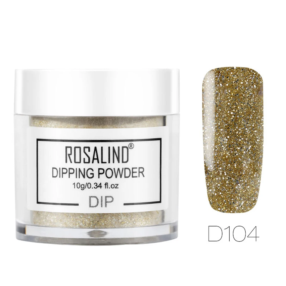 ROSALIND 10 г Dip порошок для нейл-арта Блеск нет необходимости лампа вылеченная блестящая голографическая пудра погружающаяся пудра Маникюр ногти порошок - Цвет: 104