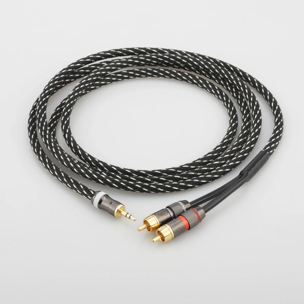 Кабель Audiocrast 3 5 мм в RCA 2 штырьковый кабель AUX 99.99% дюйма 4N OFC стереокабель 1/8