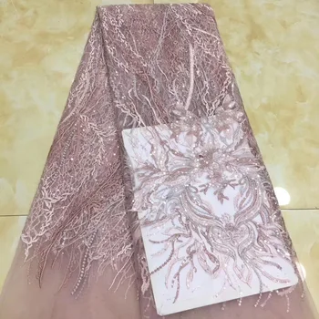 

5 colors (5yards/pc) Soft African party lace fabric beautiful embroidered French net lace with sequins for party dress FZZ669