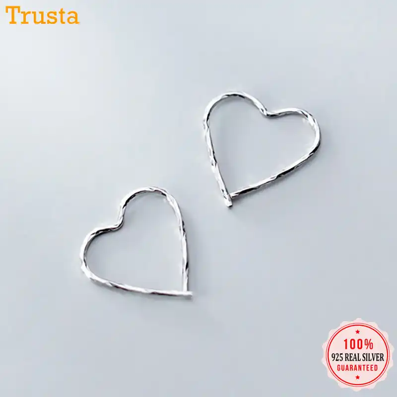 Trustdavis 100% стерлингового серебра 925 геометрические серьги обруча сердца для женщин пирсинг Мода Серебро 925 серьги ювелирные изделия DT68