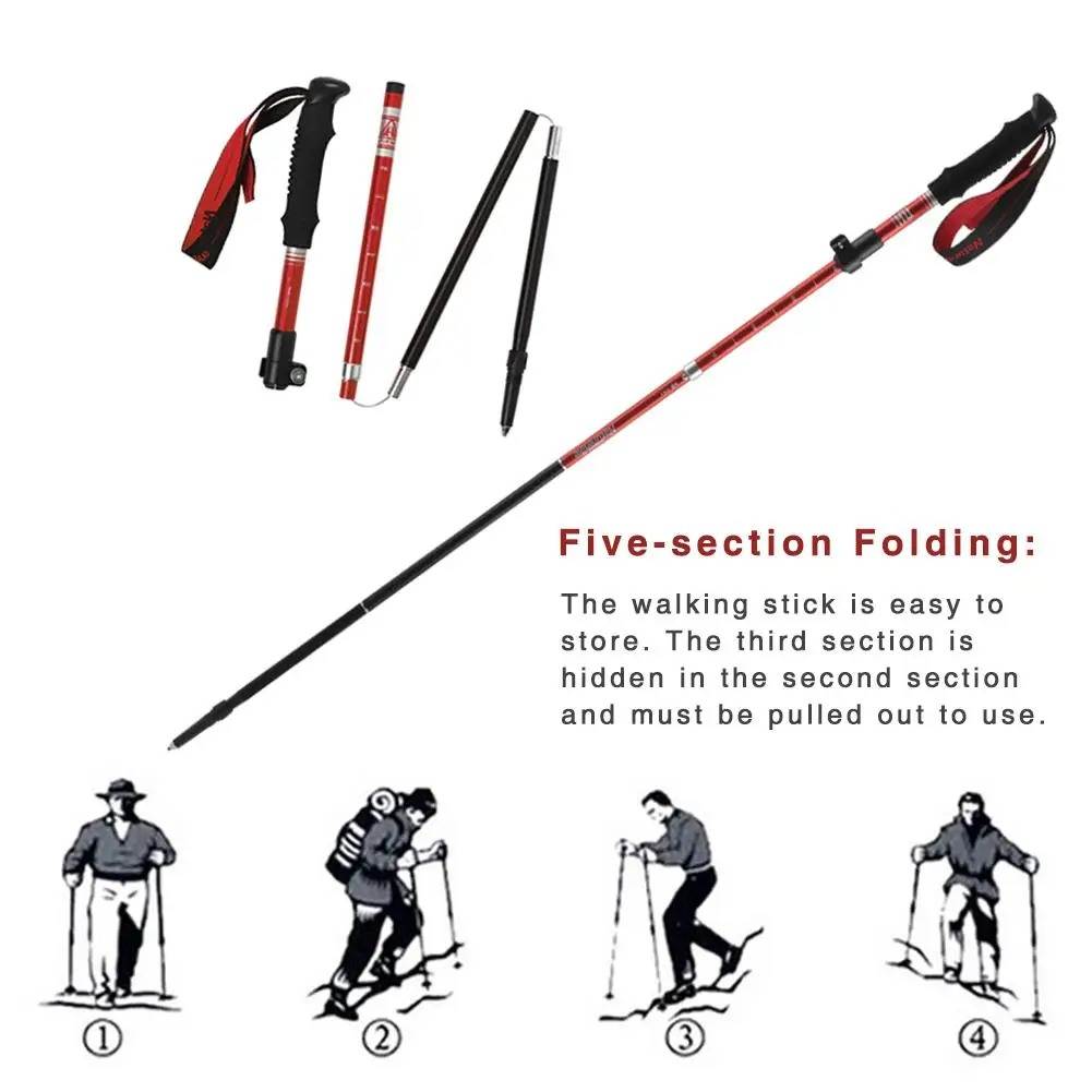 Collapsible Walking Poles Auminum Alloy Telescopic 7075 Trekking Sticks For Climbing Hiking Skiing Travel
