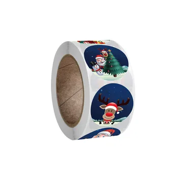

Merry Christmas Christmas Tree Snowman Deer Round Paper Sticker Handmade Seal Sticker Happy Holidays Sticker Christmas Gift