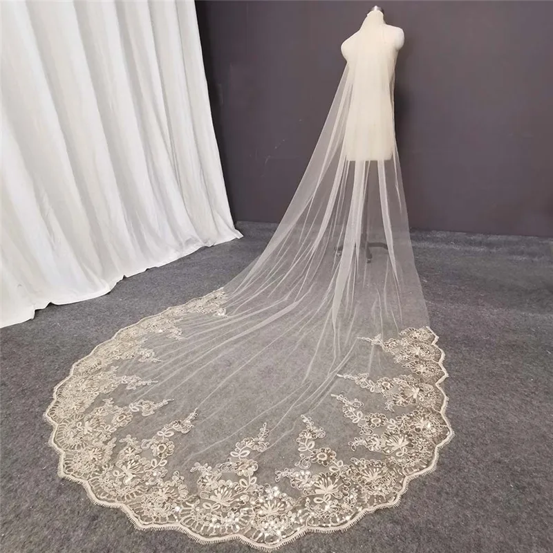 renda macia, tule, véu de noiva com pente, acessório de casamento