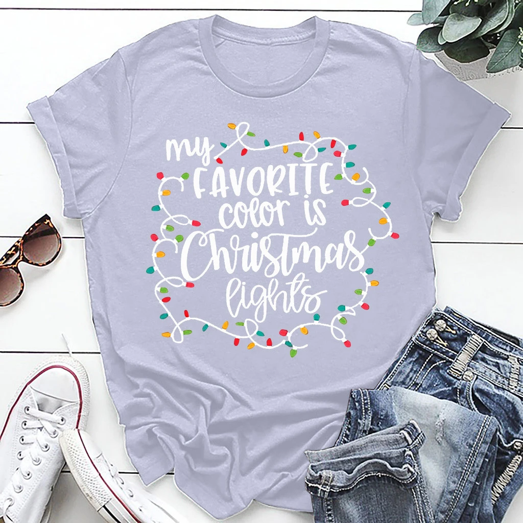 CHAMSGEND Fashion Women Blouses Autumn 2019 Christmas Blouse Letter Printed Short Sleeves Shirt Tops 1003