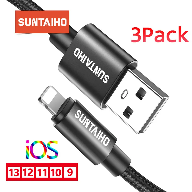 3 предмета в комплекте USB кабель для передачи данных iPhone 11 X Xs Max 2.4A быстрой зарядки