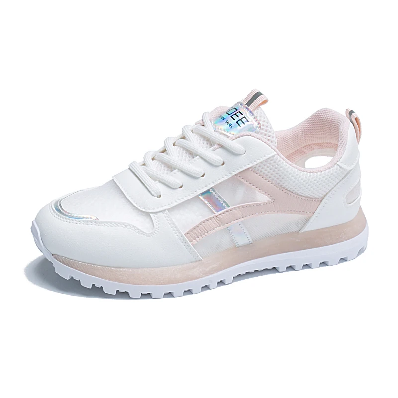 

Spring 2021 Ladies Mesh Breathable Lightweight Girls Sneakers Hollow Large Size 42 41 Soft Running Shoes High Quality Popular