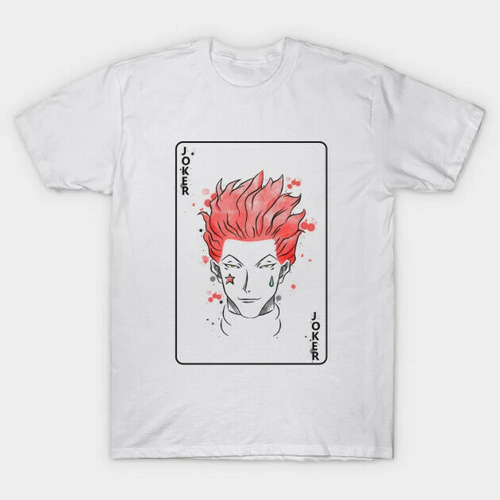 

Hunter X Hunter The Clown Hisoka Joker Card White T-Shirt For Manga Anime Fan Summer Style Tops Tee Shirt