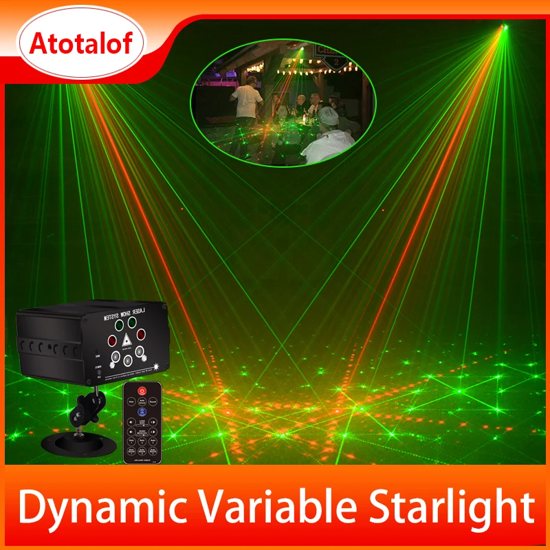 

Atotalof RGB LED Disco Light Laser 128 Patterns Projector Remote Control In-door Party Lighting KTV Wedding Stage Laser Lights