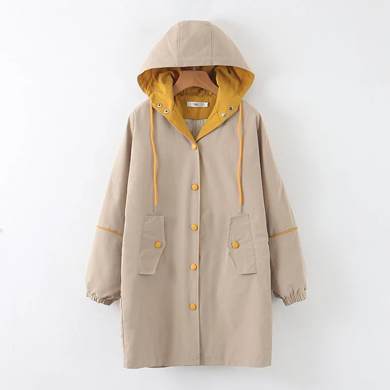 

2019 Autumn And Winter New Style Simple Hooded Single-Breasted Casual Long Cotton-padded Clothes Women's Loose-Fit Cotton Coat T