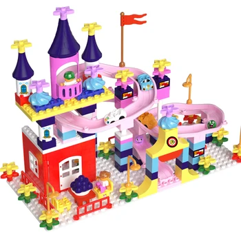 

163Pcs DIY Blocks Duplo Marble Race Run Castle Big Size Building Blocks Toys Funnel Slide Car Toy For Children‘s Educational Toy