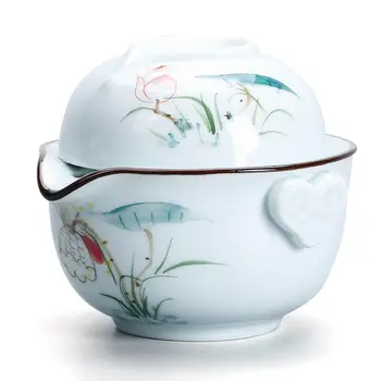 

Sky Blue Chinese Pattern Ceramics Tea Set Kung Fu Teaset Porcelain Teacup Teapot Portable Tea Bowl Teaware Accessories Drinkware