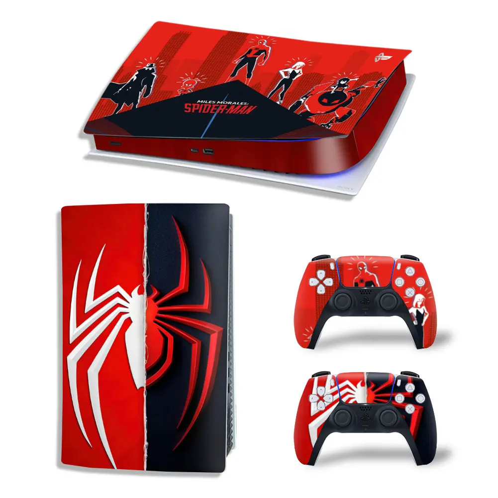 Marvel Spiderman PS5 Digital Edition Skin Sticker Decal Cover for PlayStation 5 Console and 2 Controllers PS5 Skin Sticker Vinyl 