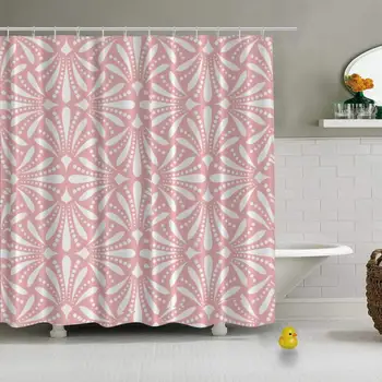 

Seamless Floral Vector Pattern Pink White Vector Practical Shower Curtain for Home Office,79''L x 72''W