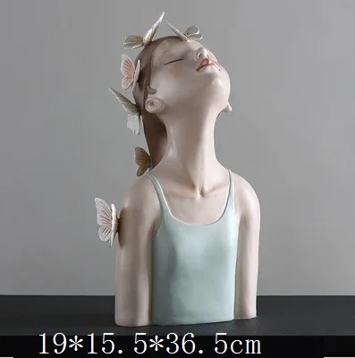 35,5 см/36,5 см нордическая бабочка объятия девушка бюст статуя персонажа статуэтка смолы искусство и ремесло украшение дома Офис R2631 - Цвет: Многоцветный