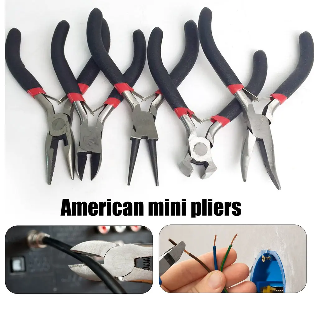 

5pcs Mini DIY Jewelry Making Pliers Set Carbon Steel & PVC Beading Wire Wrapping Round Long Bent Mini Plier Cutter Tool Kit