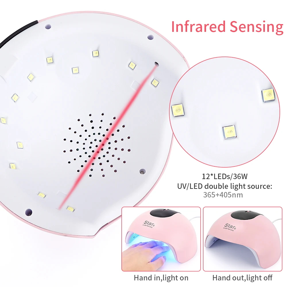 36 Вт Солнечный УФ светодиодный светильник для сушки ногтей ЖК-дисплей светодиодный дизайн ногтей УФ лампы Маникюр все гель лак для ногтей сушилка мини-лампа с USB