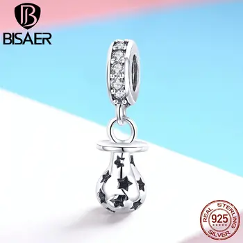 

BISAER Charm 925 Sterling Silver Baby Pacifier Nipple Pendant for Women Jewelry Making Charm Bracelet Fashion Accessories GXC891