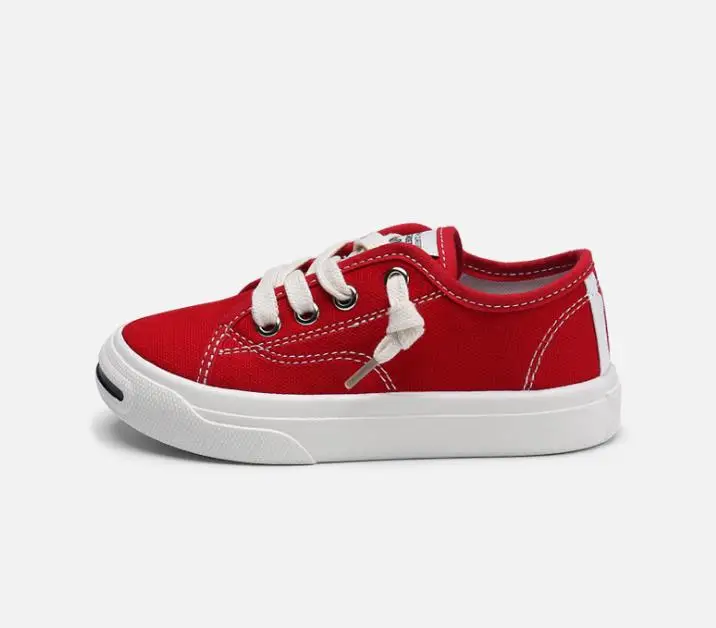 Красный Детская парусиновая обувь; кроссовки для маленьких девочек; Белая обувь; Нескользящая дышащая обувь для детей - Цвет: Красный
