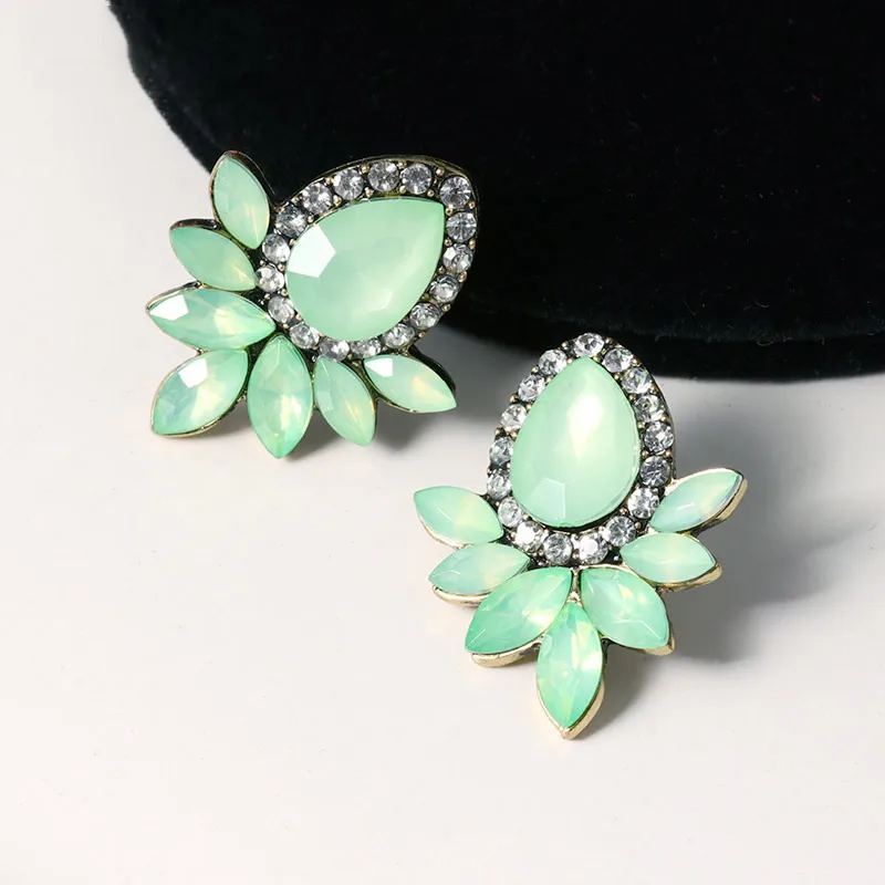 VCORM новые винтажные корейские висячие серьги с кристаллами для женщин модные ювелирные изделия массивный кубический цирконий, геометрической формы висячие серьги - Окраска металла: Green
