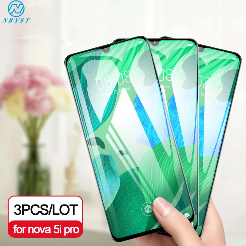

3-1PCS For Huawei Nova 3 3e 3i 4 4e Tempered Glass Screen Protector 2.5D Full Glue Protective Film For Huawei Nova 5 5i 5t Pro