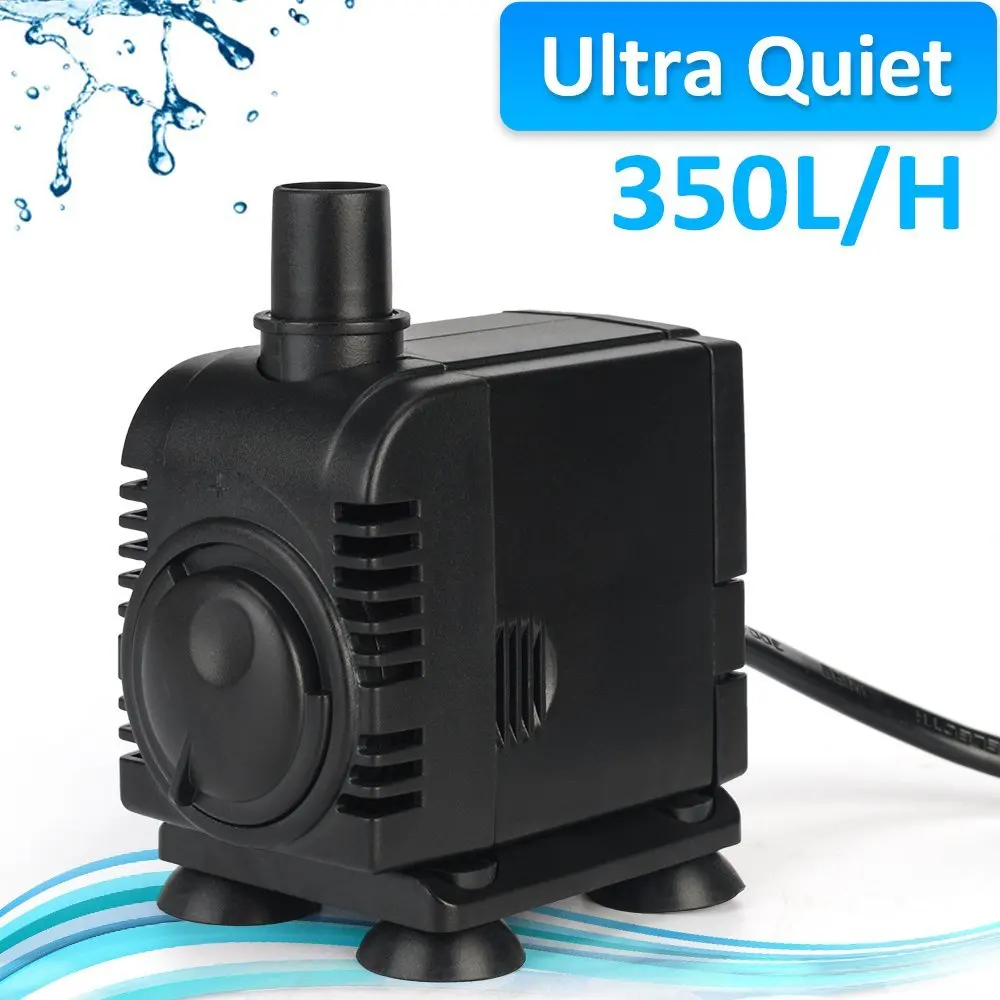 

350L/h Ultra Quiet Submersible Aquarium Filter Mini Water Pump for Fish Tank Hydroponic Pond Garden Fountain Variable Flow Rate