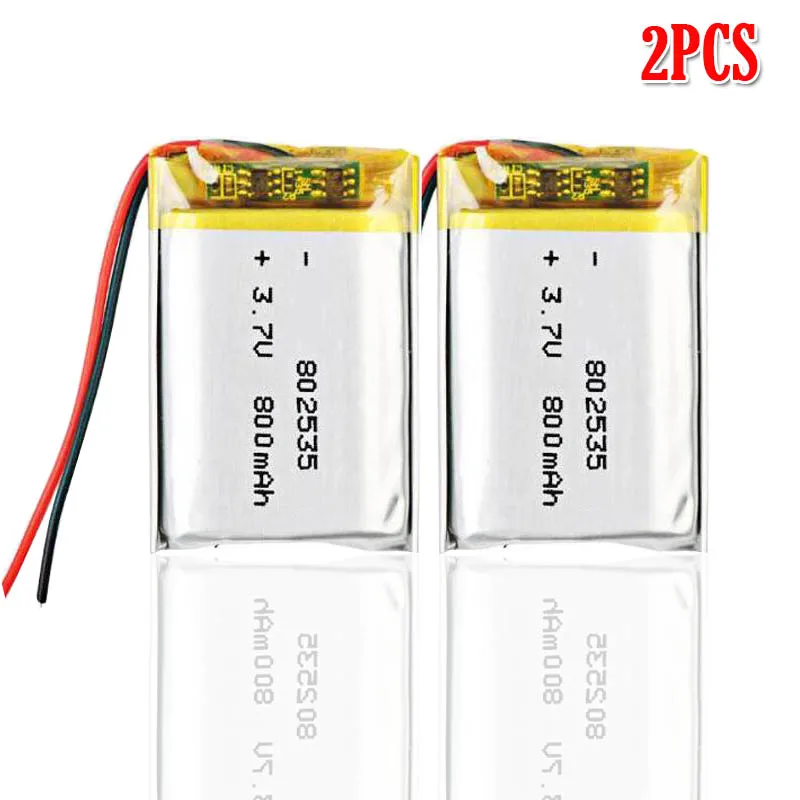 3,7 V 800mAh 802535 литий-полимерный аккумулятор для bluetooth динамика MP5 gps DVD PDA светодиодный светильник Li-Ion Cell - Цвет: 2pcs