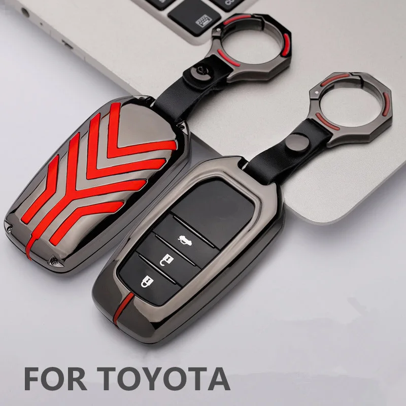

Чехол для ключей Автомобильный из цинкового сплава, чехол для Toyota высокий посадочный Land Cruiser Рие RAV4 Camry Crolla Crown Prado, чехол для ключей
