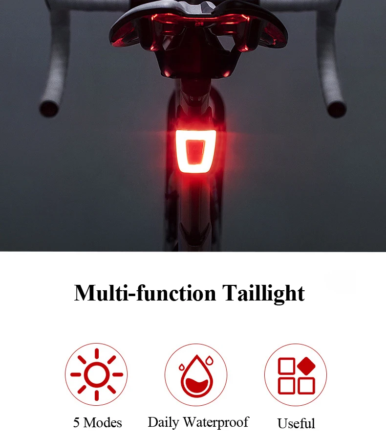 Clearance ROCKBROS Cycling Light Waterproof Helmet Taillight Lantern For Bicycle LED USB Rechargable Safety Night Bike Riding Rear Light 1