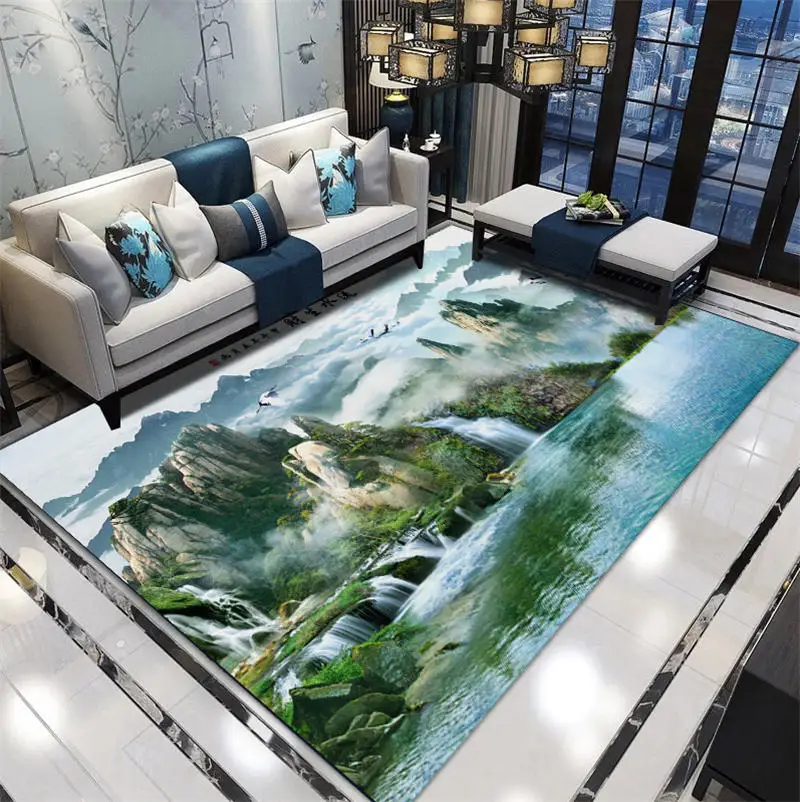 4 3D Chinese Flower Bird Printed Carpets Rugs Living Room Ink Painting Area Rug Bedroom Home Carpet Sofa Coffee Table Modern Floor - Color: 4