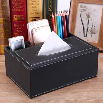 

Simple PU Tissue Box Rectangle Paper Towel Holder Desktop Napkin Storage Container Kitchen Tissue Tray For Home Office