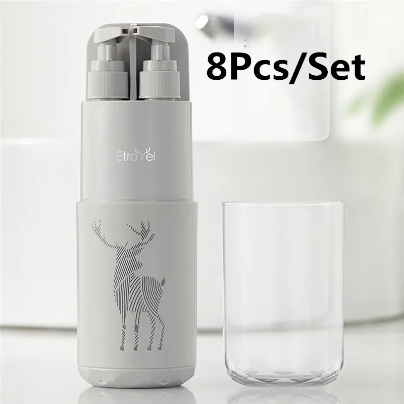 Gray-8pcs 8 шт./компл. путешествия мыть чашка костюм Oiletries чашка для хранения Зубная щётка зубная паста Лосьон косметические бутылки с диспенсером для Аксессуары для ванной комнаты - Цвет: Gray-8pcs
