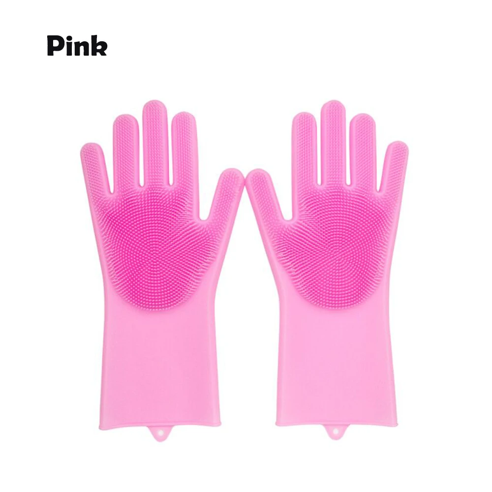 Familysky 1 пара силиконовых перчаток для мытья посуды резиновые перчатки для уборки бытовые инструменты для уборки перчатки для причесывания для домашних животных автомобиля - Цвет: Розовый