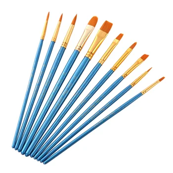 

10 Pieces Nylon Hair Art Paint Brush Set Art Painting Tool for Beginners Professionals Students (Blue)