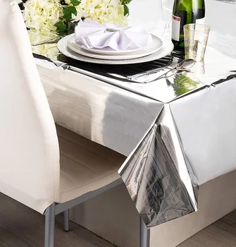 

2pcs/lot 2.7M Rectangular PVC Glitter Tablecloth Table Cover Metallic Table Cloth Disposable Wedding Birthday Party Table Cloth