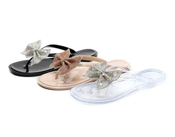 

Summer New Foot-clipping Butterfly Knot Flash Drill Sandals Women's Flip Slippers Sexy Sweet Slide