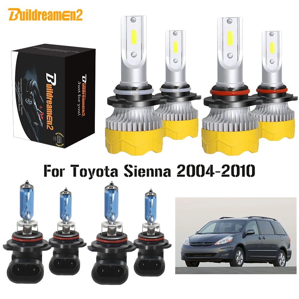 Buildreamen2 4 X Car Headlight High Beam + Low Beam 9005 9006 Led