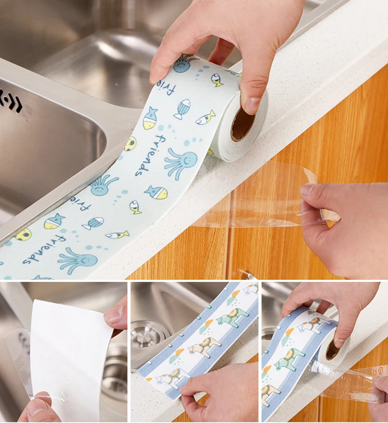 

Kitchen Sink Moisture Absorption PVC Self-adhesive Tape Household Non-woven Electrostatic Adhesive Tape Sink Waterproof Stickers
