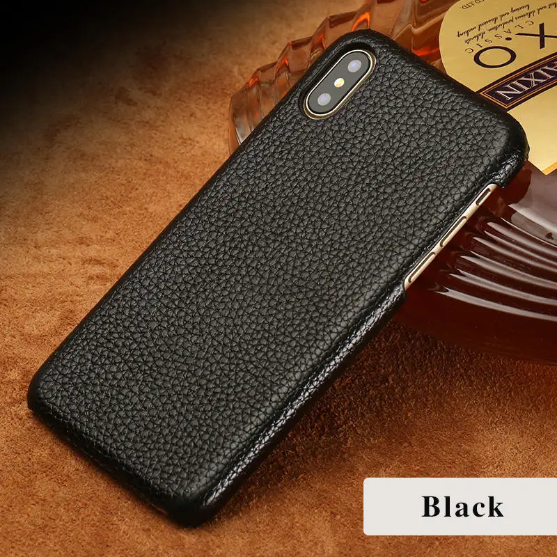 black Чехол из натуральной кожи для телефона Apple IPhone X 11 11 Pro 11 Pro Max 6 6S 6 7 Plus 8 8 Plus XS Max XR 5 5S se Роскошный чехол - Цвет: black
