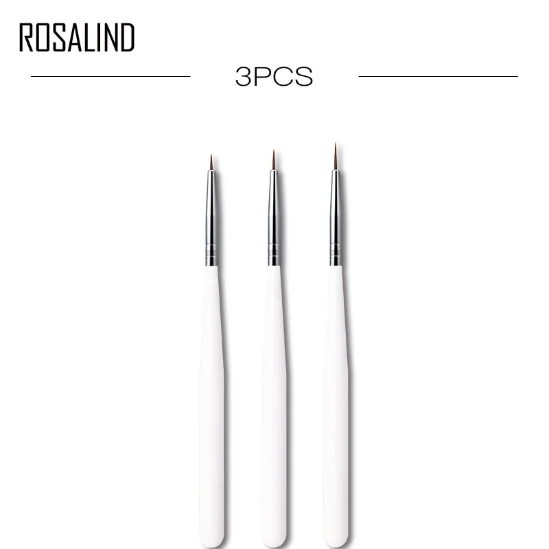 

ROSALIND 3 Pcs/Set Nail Brushes Design Tool Set UV Gel Acrylic Brushes Liner Pen Nail Art Brush For Painting Drawing