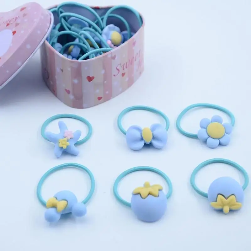 20pcs Cartoon Cute Elastic Hair Bands Kids Girls Rubber Bands w/ Gift Box Hair AccessoriesBaby Headdress women Hair Ropes